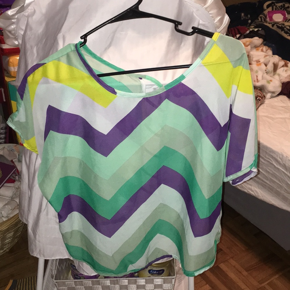 Colorful crop top with an open back